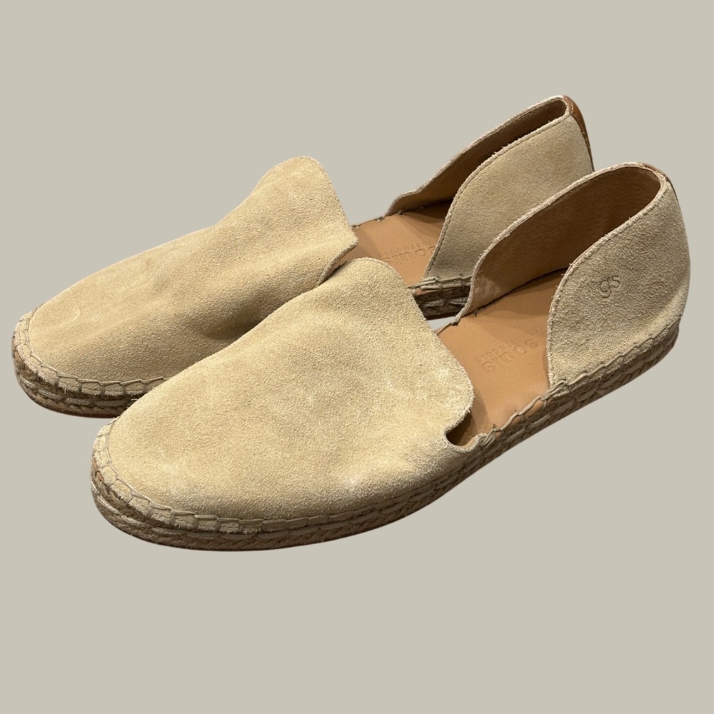 Gentle Souls Seville Leather Espadrille Warm Sand Suede Flats Sz 9 Boho Coastal